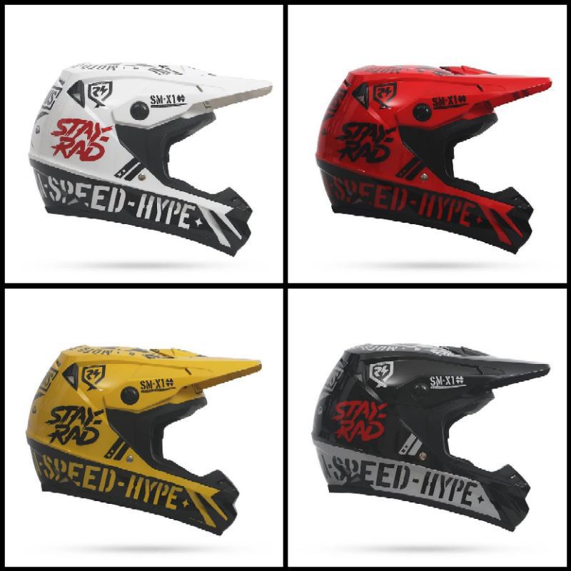 HELM ORCA RSV MODEL ESQUELLETO WARNA MERAH HITAM KUNING PUTIH