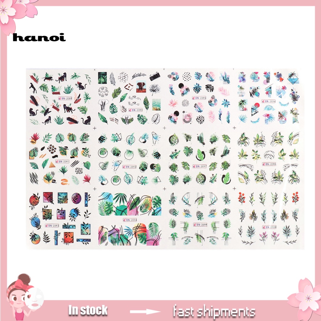 Han_ Patch / Stiker Kuku Motif Bunga Transfer Air Untuk Nail Art / Manicure