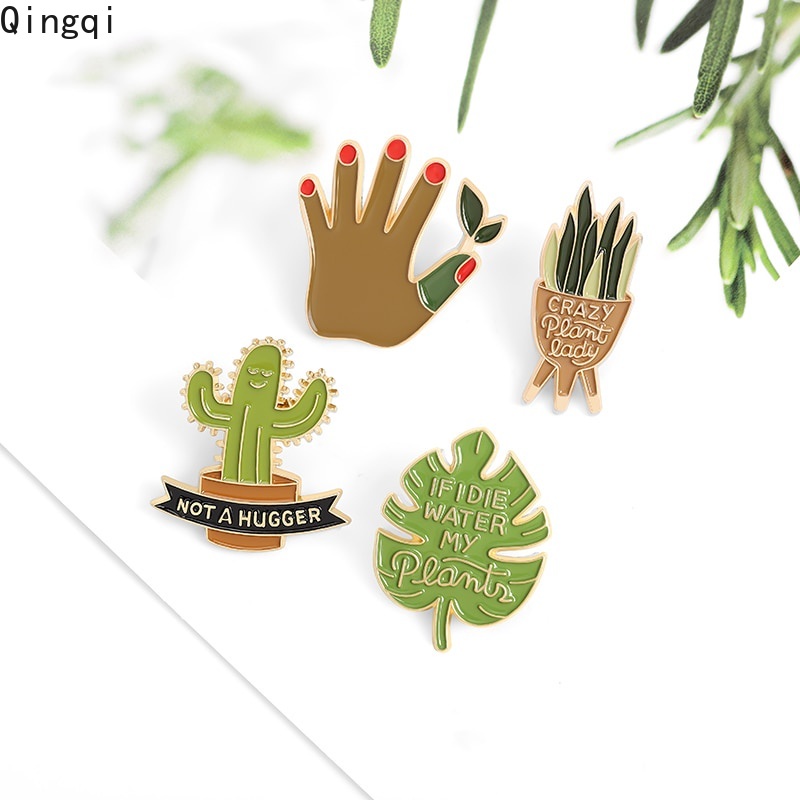 Bros Pin Enamel Desain Tanaman Monstera Kaktus Hug Untuk Hadiah Anak