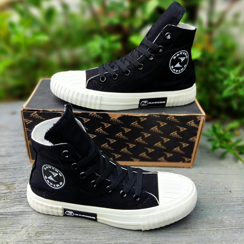 Sepatu Zatiro Sneakers ZT2 High Tinggi Sekolah BNIB Lokal Premium Quality ZT Hitam Simple Pria Wanita Unisex