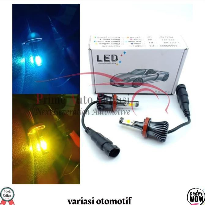 MURAH LAMPU LED MOBIL DUAL COLOR H11 H8 H16 H9 ICE BLUE YELLOW TERLARIS #9