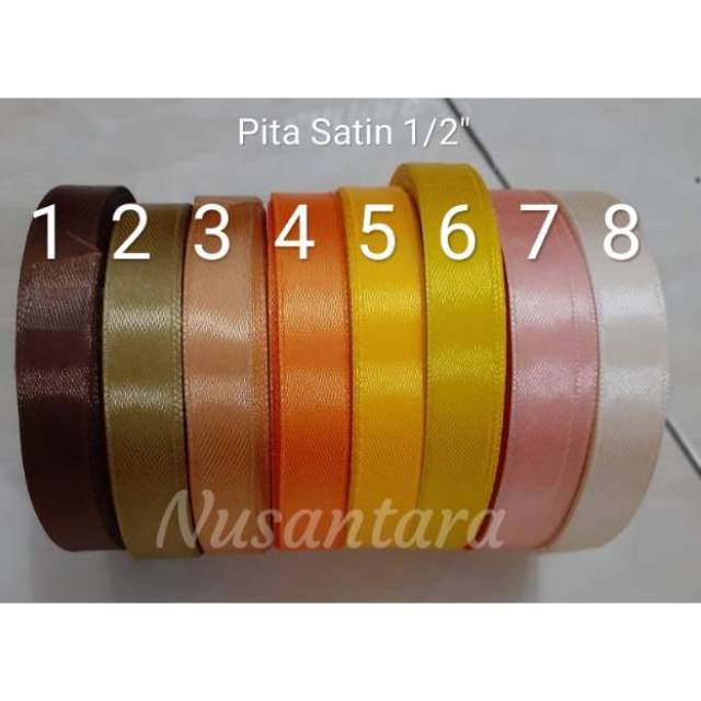 Pita satin 1/2&quot; / 1,25cm per roll Yellow series, Pita satin 1/2 inch seri kuning