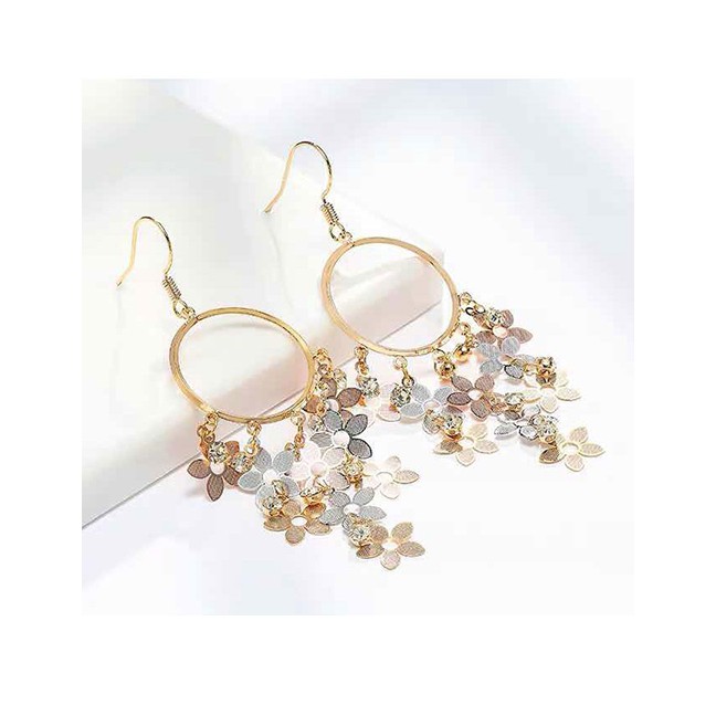 LRC Anting Gantung Fashion Gold Flower Earrings A58680