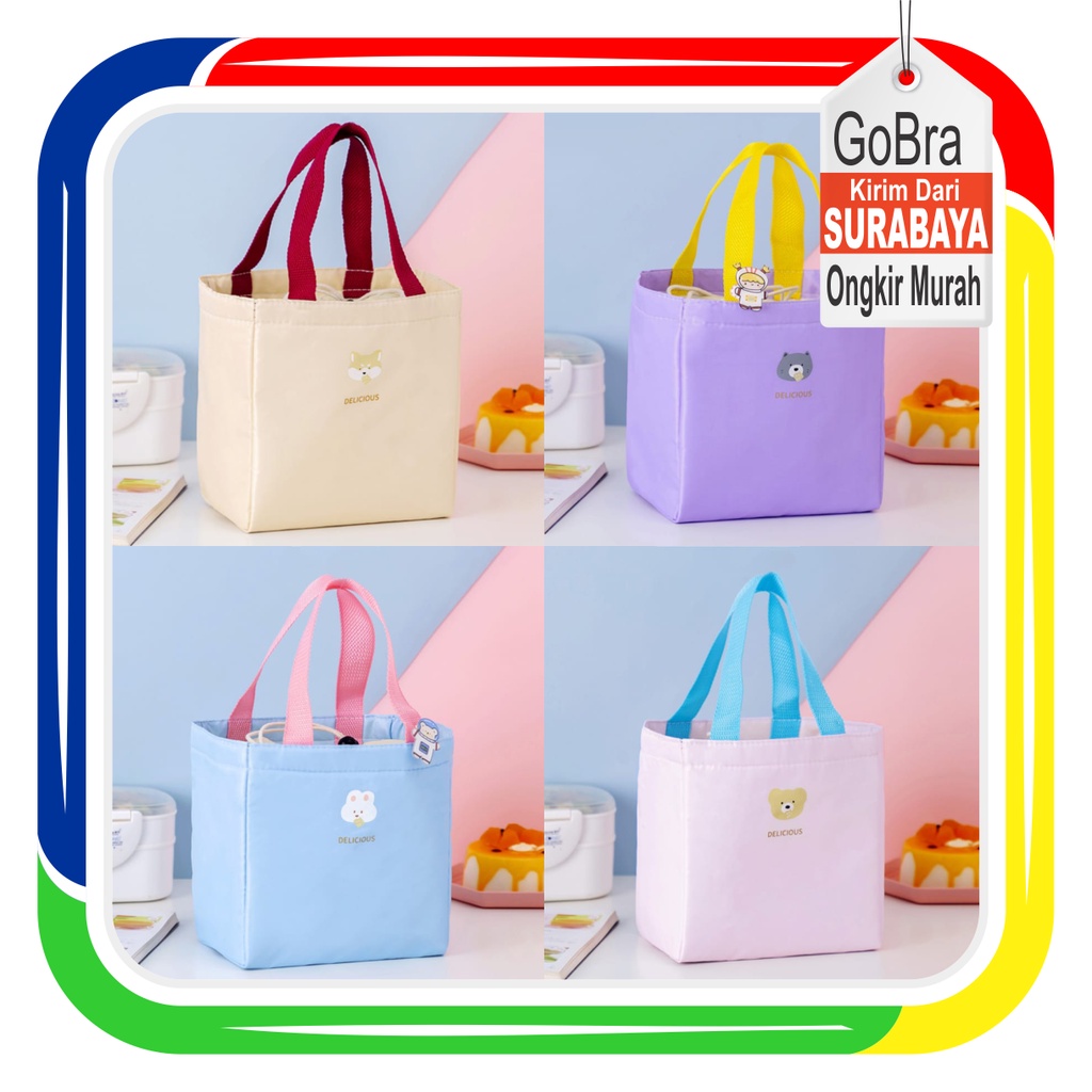 Gobra ♕ PA077 Tas Bekal Motif Macaroon Pattern Lunch Cooler Bag Salur Makanan Aluminium Kotak Makan Import Murah