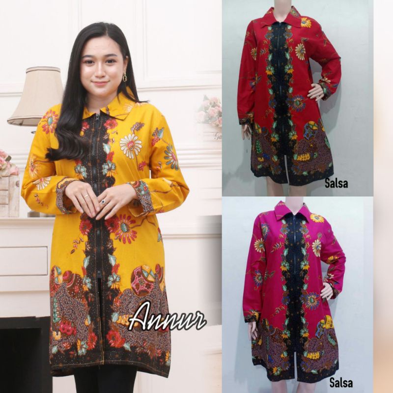 TUNIK BATIK MODERN UNGGUL JAYA / TUNIK SALSA ZIPPER DEPAN