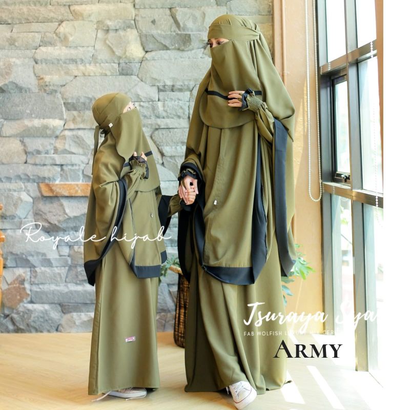 Tsuraya Syari  couple mom and kids gamis set syari couple family