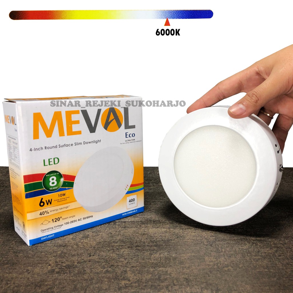 MEVAL 6W Eco Round / Bulat LED Slim Downlight OB / OUTBOW Putih