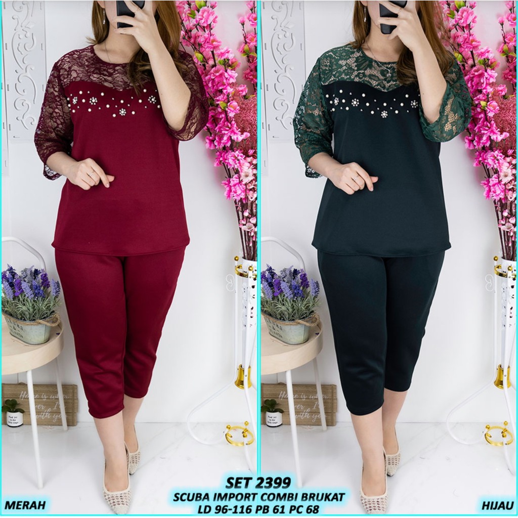 SET SCUBA COMBI BRUKAT MUTIARA PREMIUM