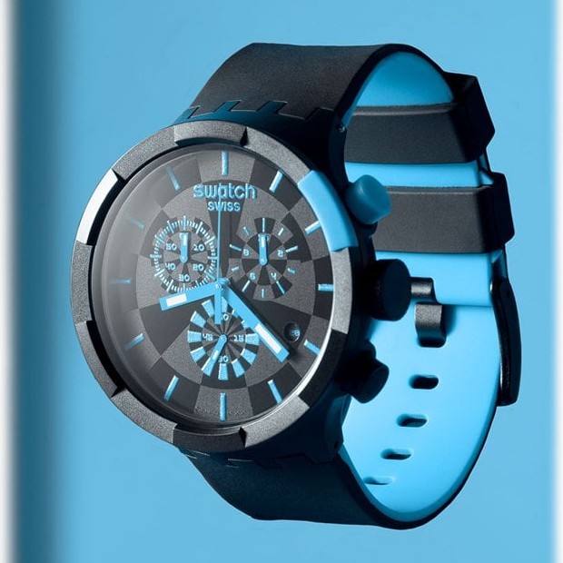 SWATCH SB02B401 BIG BOLD CHECKPOINT BLUE JAM PRIA ORIGINAL ORI