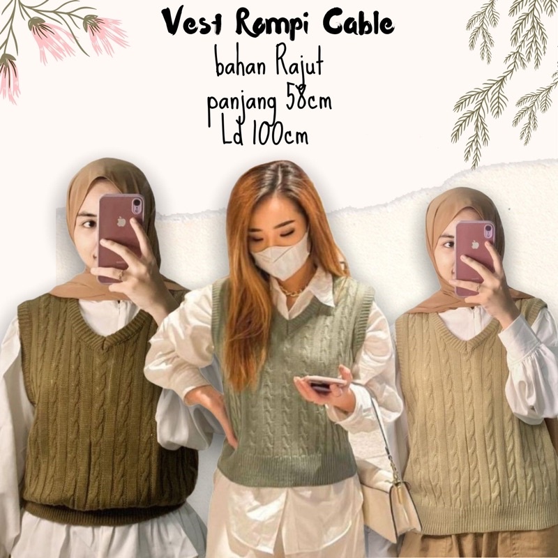 VEST CABLE ROMPI RAJUT / ROMPI RAJUT / VEST ROMPI CABLE RAJUT / CABLE VEST / VEST RAJUT
