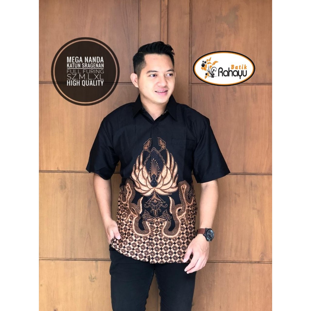 MEGA NANDA Kemeja Batik Pria Full Furing Bahan Katun Halus Primisima