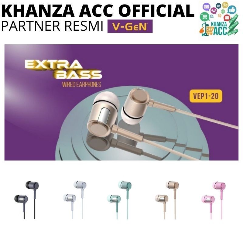 KHANZAACC Earphone VGeN VEP1-20 Wired Handsfree Headset Stereo Sound Xtra Bass V-GeN Earphones