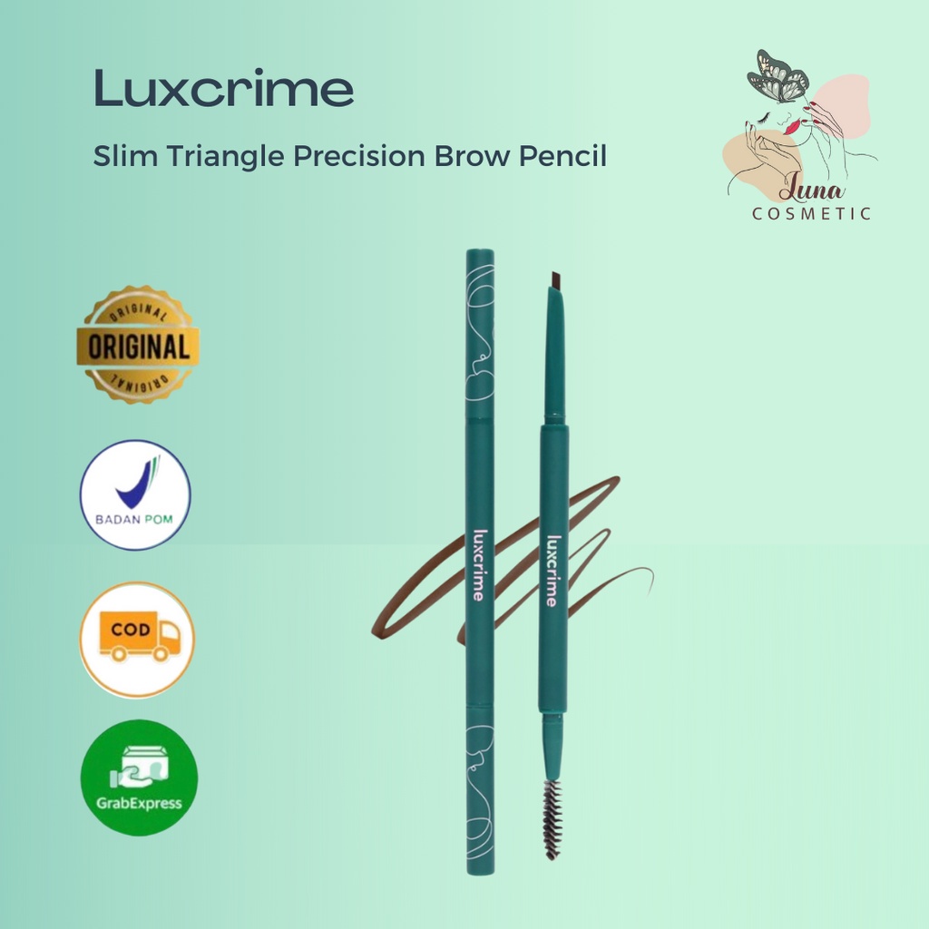 Luxcrime Slim Triangle Precision Brow Pencil in Ash / Dark Brown / Brown / Pensil Alis Luxcrime