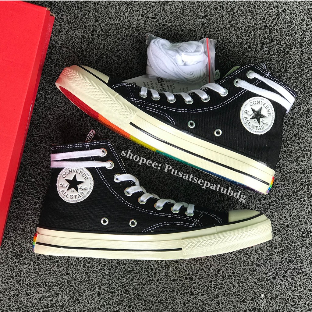 Sepatu Converse All Star 70s High Rainbow Black White