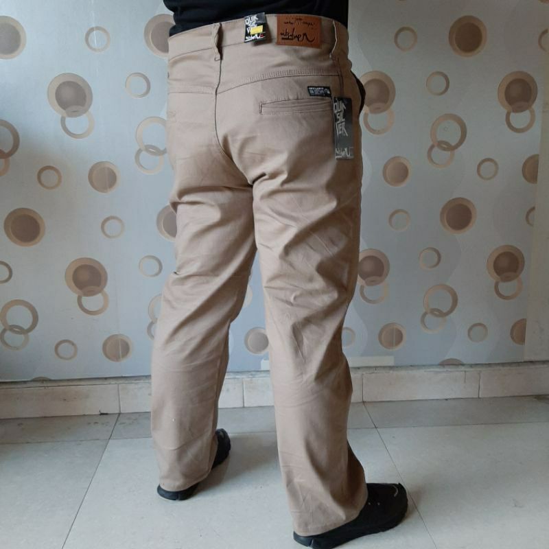 Celana Chino Jumbo Pria Bahan Karet Melar