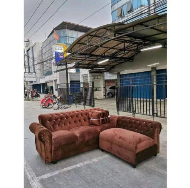 Sofa L Putus Jaguar Kain Boneka + Meja (promo Harga)