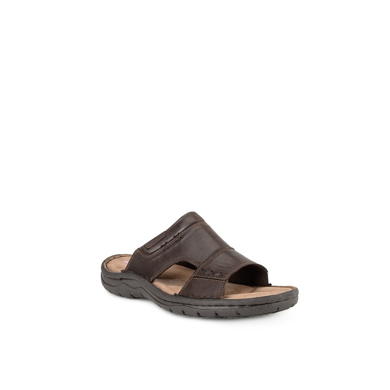 SANDAL CASUAL JIM JOKER PRIA ORIGINAL SLIDE KULIT BRANDED COKLAT JJ02