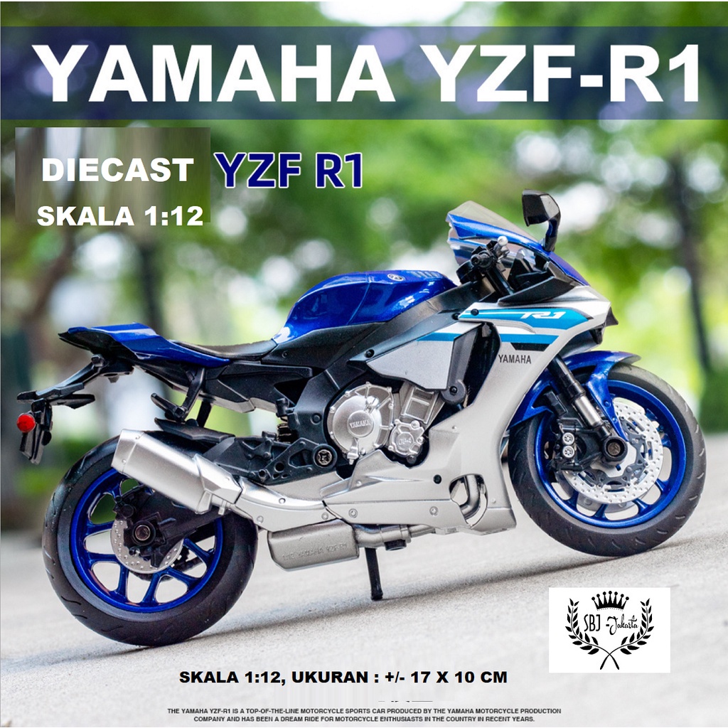 Diecast miniatur Sepeda Motor SUPERBIKE YAMAHA YZF R1 Skala 1:12