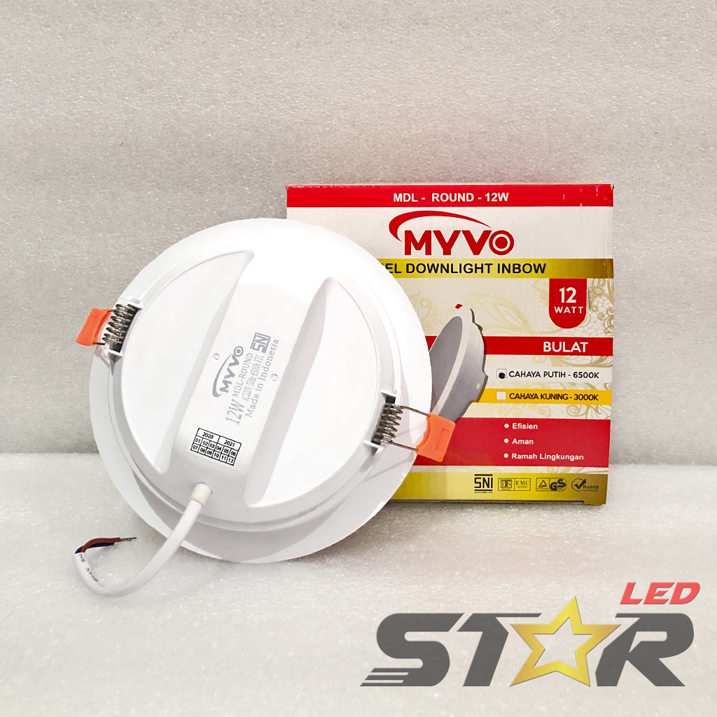 MYVO Panel Downlight Inbow LED 12W, 15W, 18W Lampu Modern Murah Hemat Energi Irit Listrik Plafon Langit Rumah 12 15 18 WATT Star