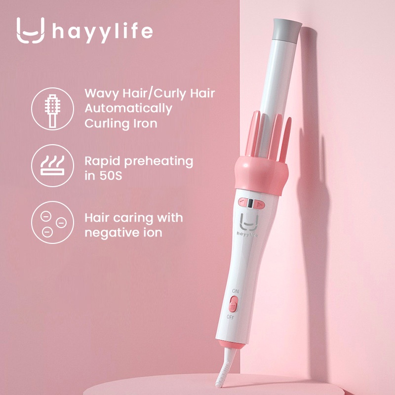 HAYYLIFE Catok Pengeriting Keriting Otomatis Magic curler /Automatic Hair Curler / Set Alat Pengeriting Rambut Tanpa KabelHL-BBB695