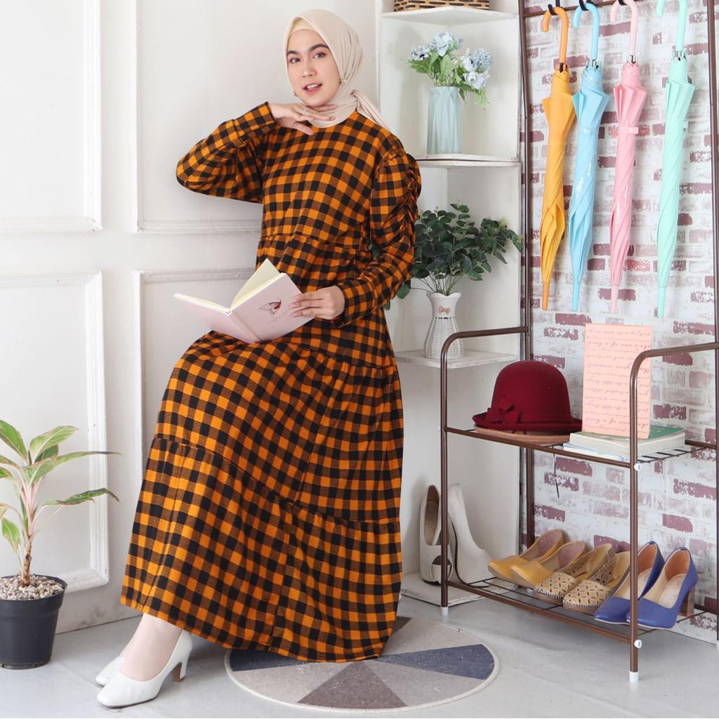 Gamis Panjang Motif Kotak Shopee Indonesia