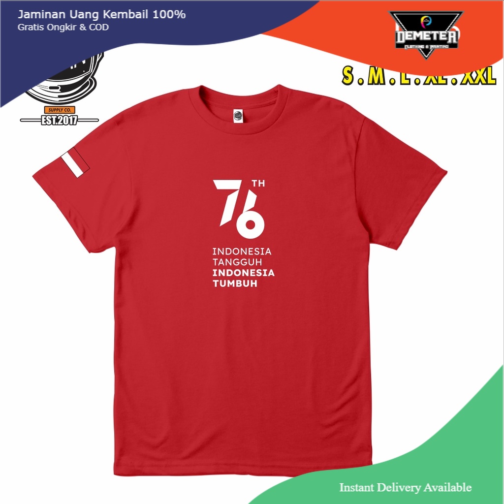 Kaos Baju Agustus Indonesia 76 tahun Indonesia TUMBUH Baju Garuda Merdeka - Gilan Cloth