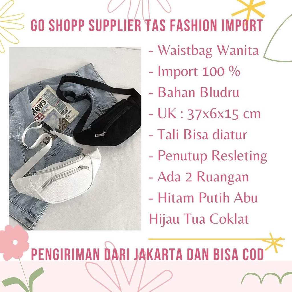 Waistbag Wanita Import Terbaru Bahan Bludru - Tas Pinggang Wanita Fashion Korea Import - Tas Wanita Terbaru [WB12]