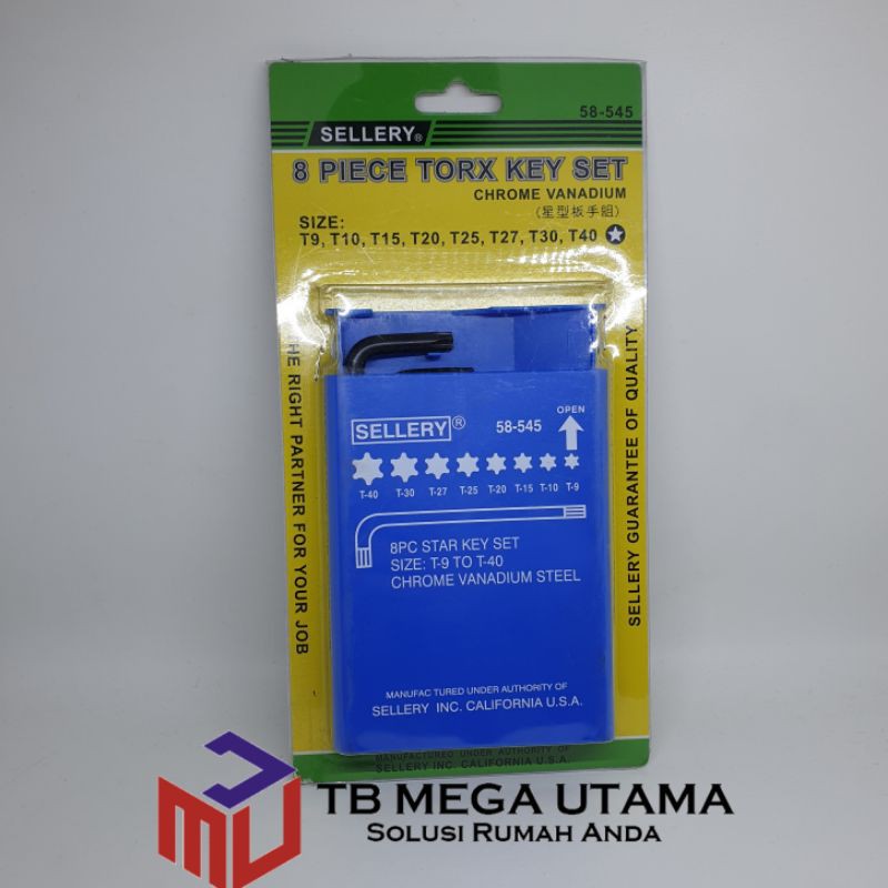 Sellery Kunci L Torx Set 8 Pcs + Box 58 - 545 | Kunci L Serbaguna