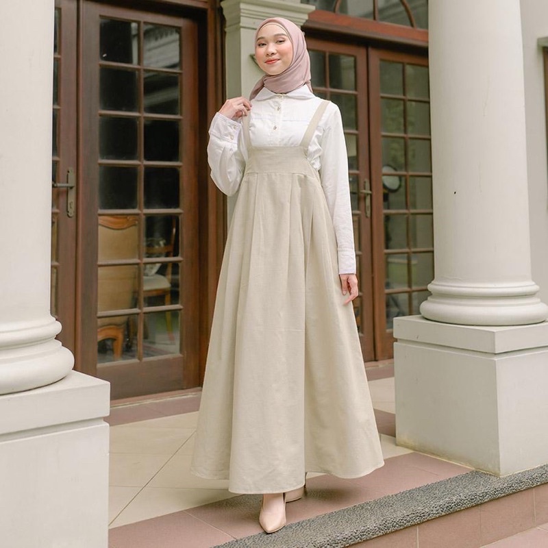 HijabChic x thatal Chloe Ecru Jumpsuit Skirt