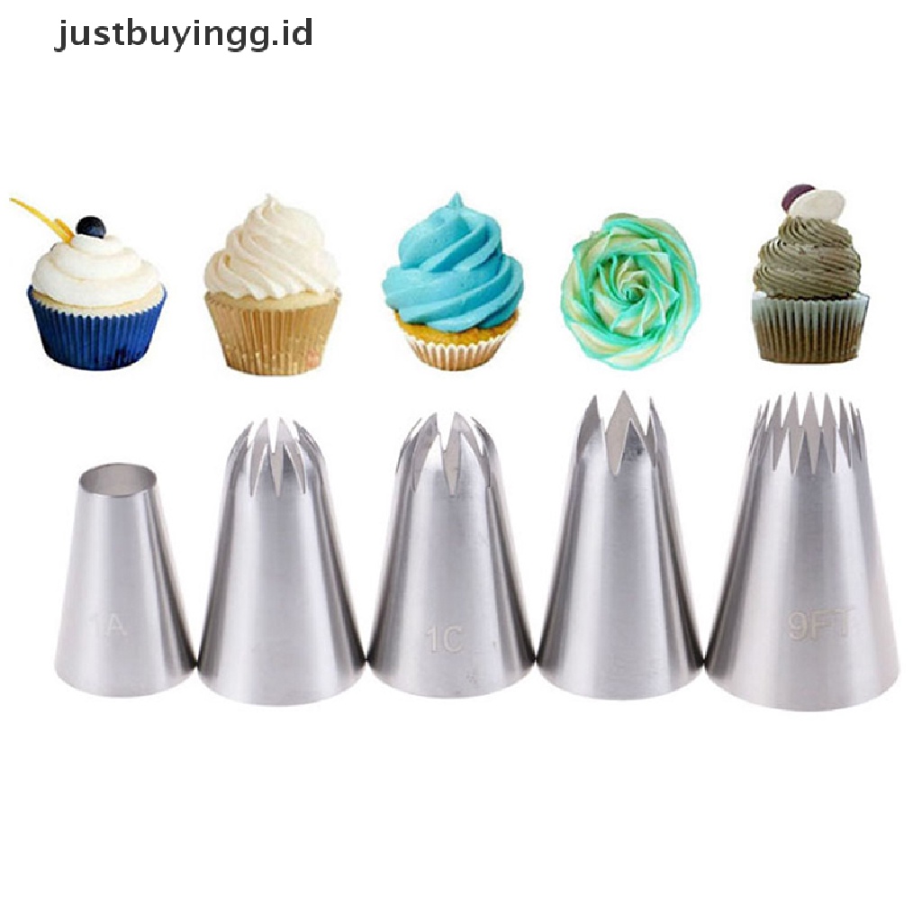 5pcs Nozzle Icing Piping Ukuran Besar Gaya Rusia Untuk Dekorasi Kue