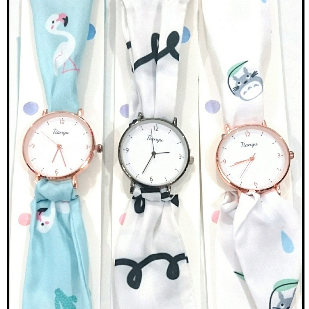 jam tangan pita irpit totoro flamingo pattern vintage jirp