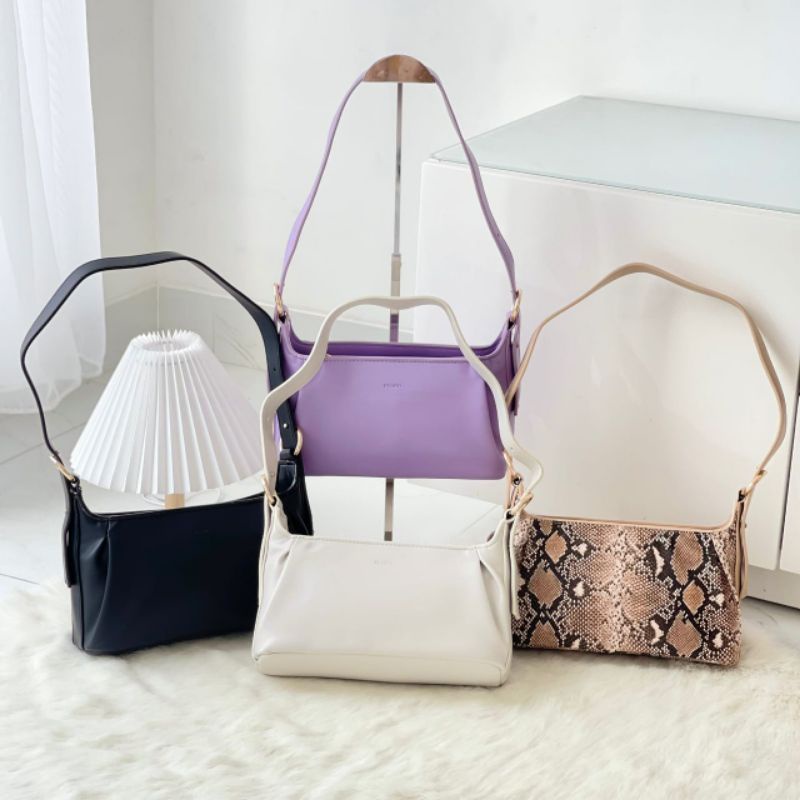 PROMO SALE Tas Pedro selempang bahu ungu lilac hitam putih snake ular