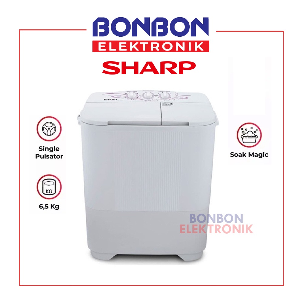 Sharp Mesin Cuci 2 Tabung 6.5KG ES-T65MW-PK / EST 65 MW MWPK