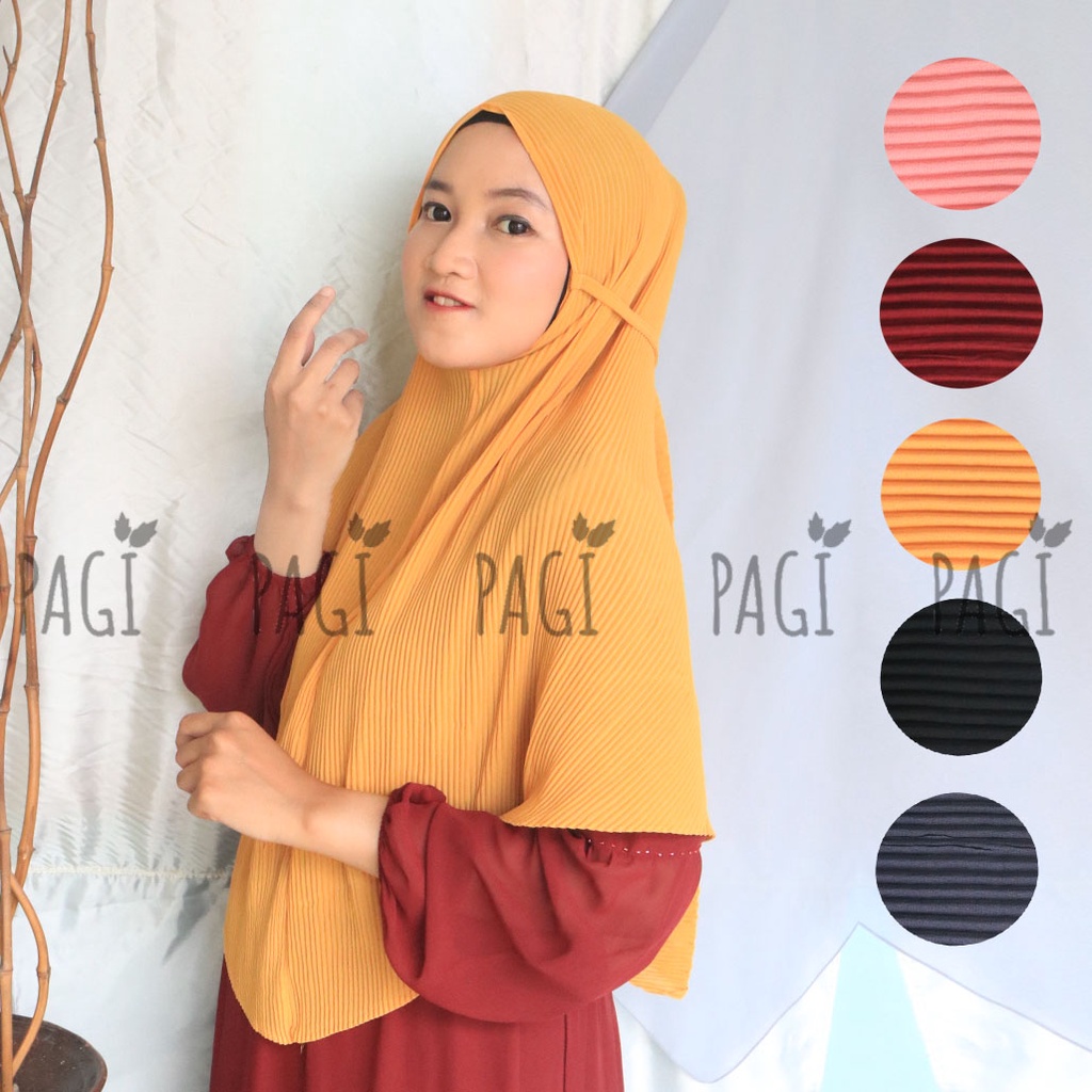 Kerudung Bergo Plisket XL / Ceruty Babydoll / Hijab Instan / Bergo Tali Panjang