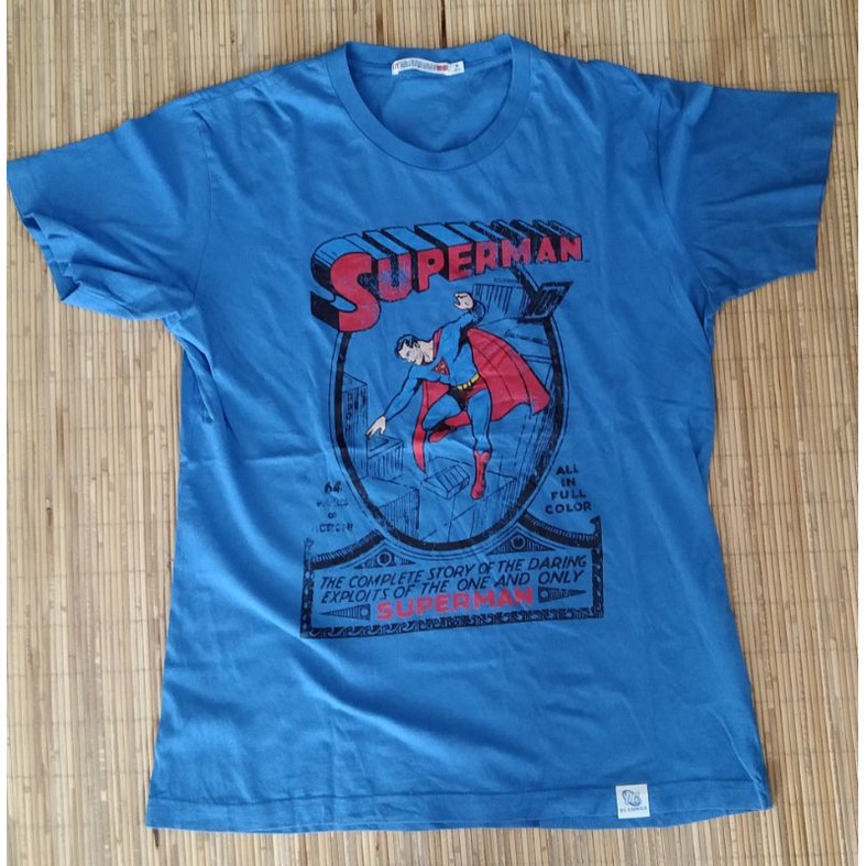 KAOS T-SHIRT Uniclo Superman/Preloved/Second/BIRU