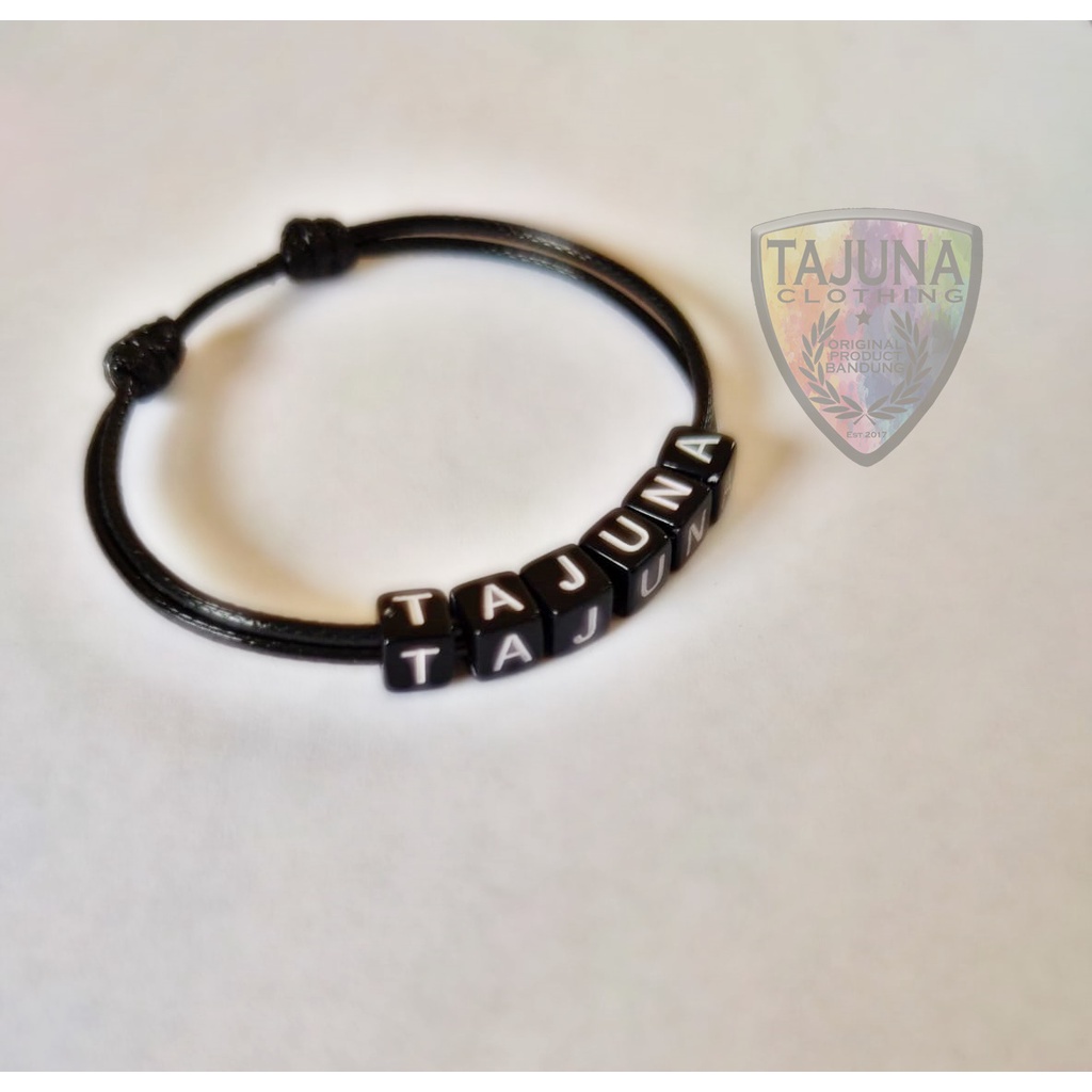 gelang custom nama atau kata,bracelet tali kulit korea