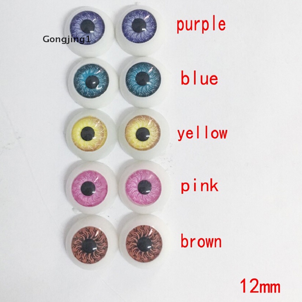 Gongjing1 1 Pasang / Set Mata Boneka Setengah Lingkaran 12mm Bahan Akrilik Untuk DIY Craft