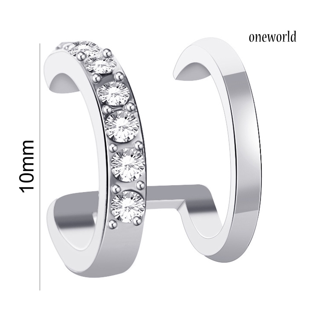 OW# 1Pc Exquisite Double U-shaped No Piercing Rhinestone Ear Cuff Ear Clip Jewelry Accessory