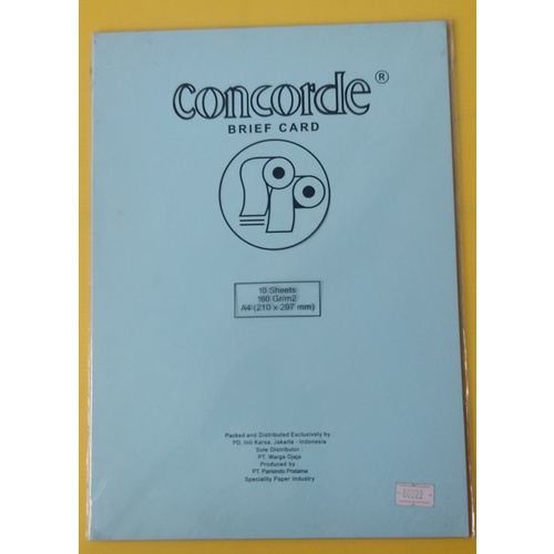 

CONCORDE BRIEF CARD A4 160 G 80322 BIRU MUDA 1 PAK (10 LEMBAR)