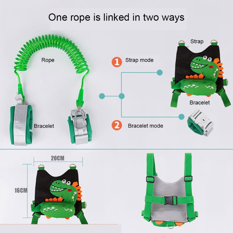 Mary 3pcs / set Strap Harness 4in1 Anti Hilang Motif Dinosaurus Untuk Bayi / Anak Belajar Jalan