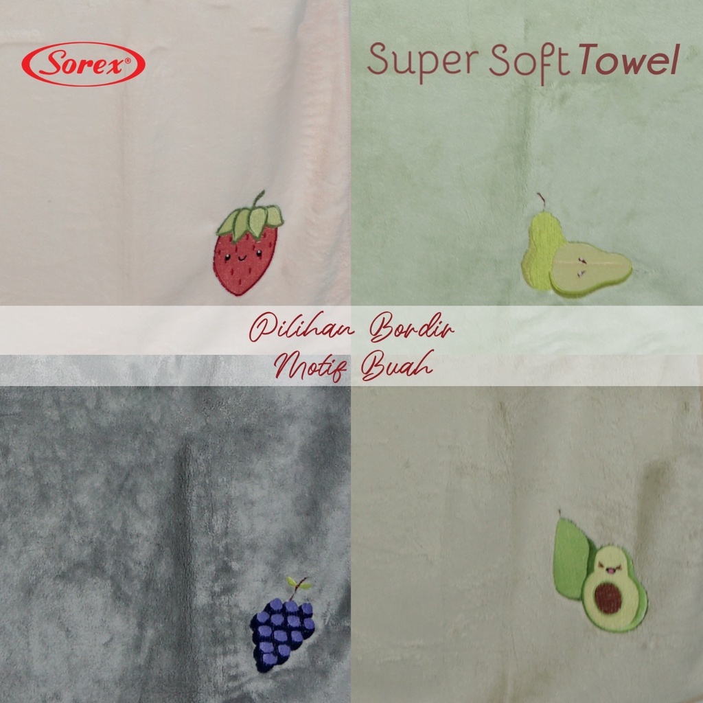 Sorex Handuk Mandi Anak dan Dewasa Super Soft Towel Lembut Daya Serap Tinggi Corak Bordir HM 906