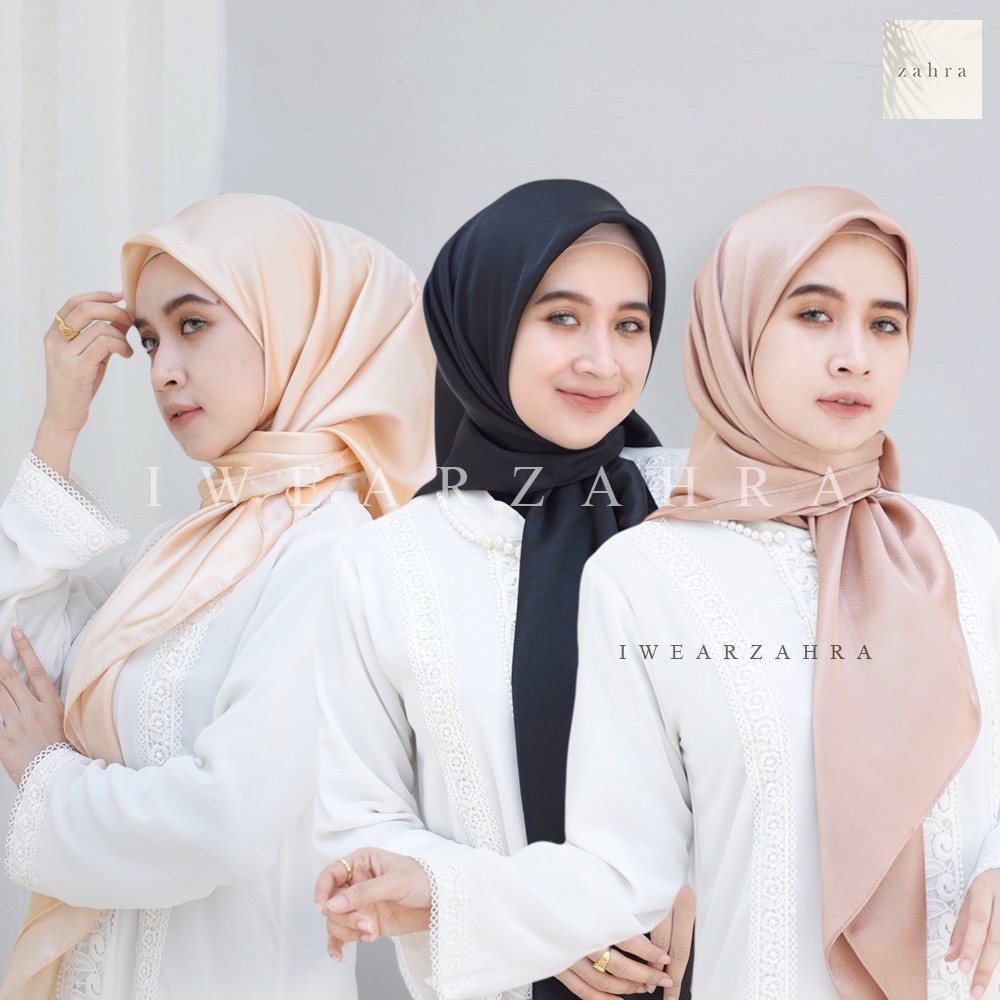 HIJAB MAXMARA - Segi Empat Velvet Polos Mengkilap Murah Square Kilap Paris Bella Pashmina Satin