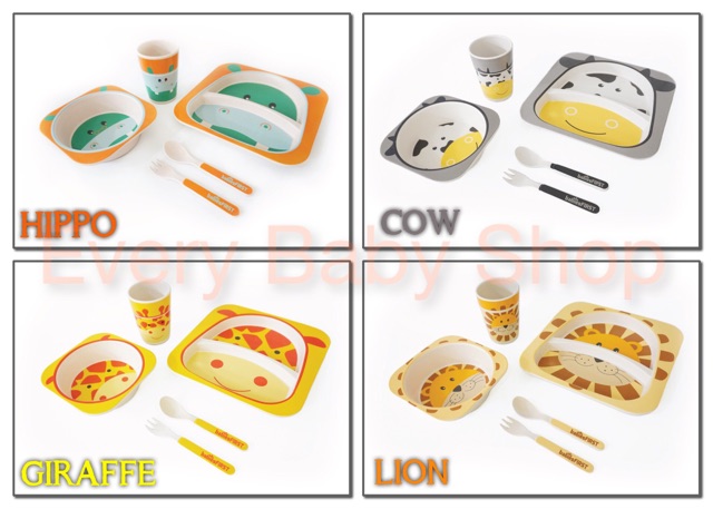 babiesFIRST FEEDING SET BAMBOO Fiber Kids Tableware Peralatan Makan Anak Babies First Bambu Animal