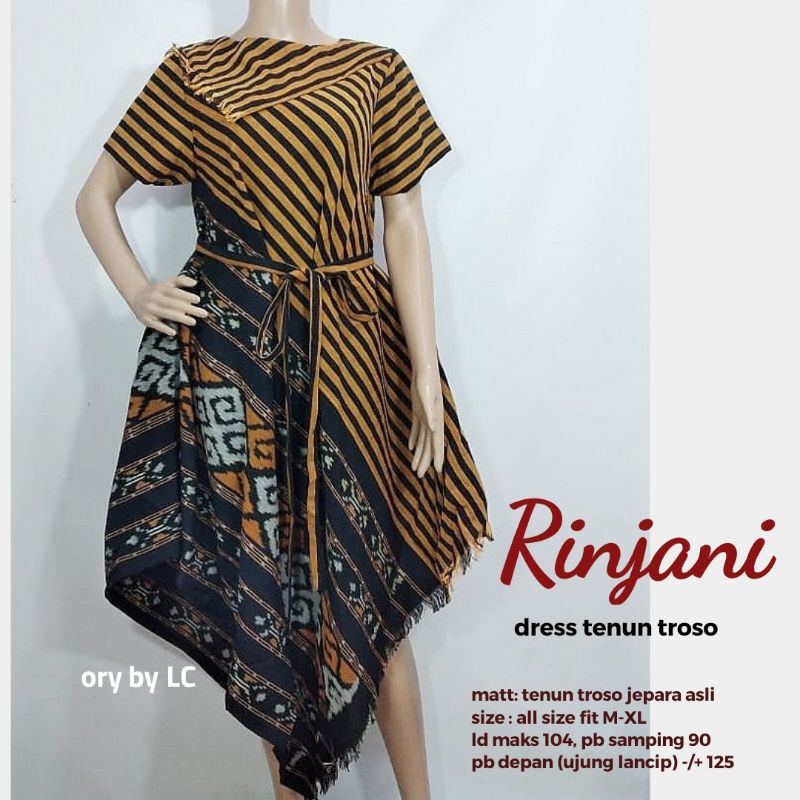 DRESS TENUN TROSO RINJANI | DRESS ETNIK TENUN MURAH