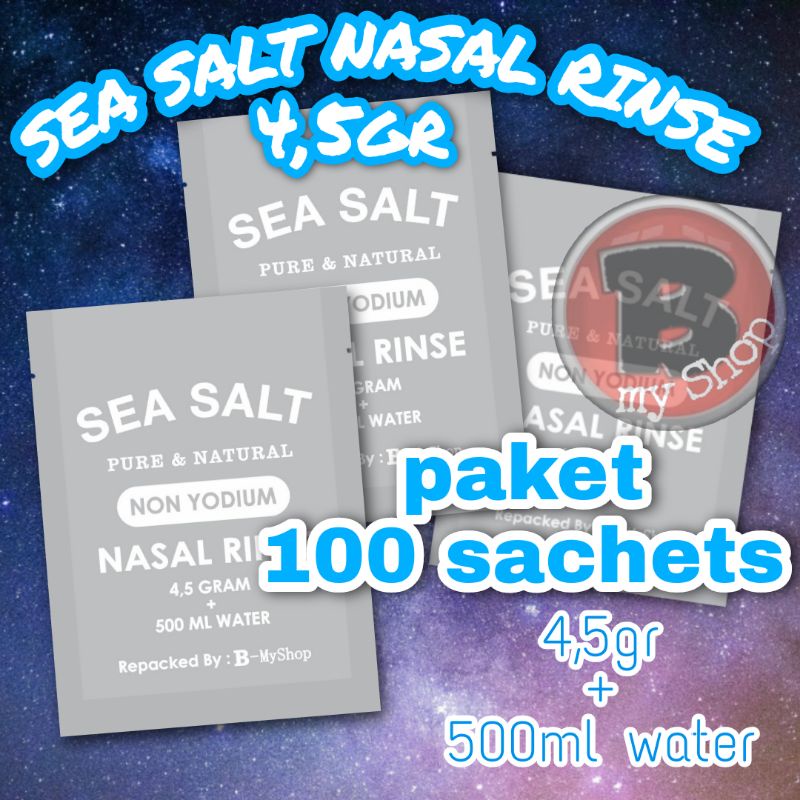 

100 SACHETS 4,5GR SEA SALT NASAL RINSE - GARAM NATURAL CUCI HIDUNG NON YODIUM