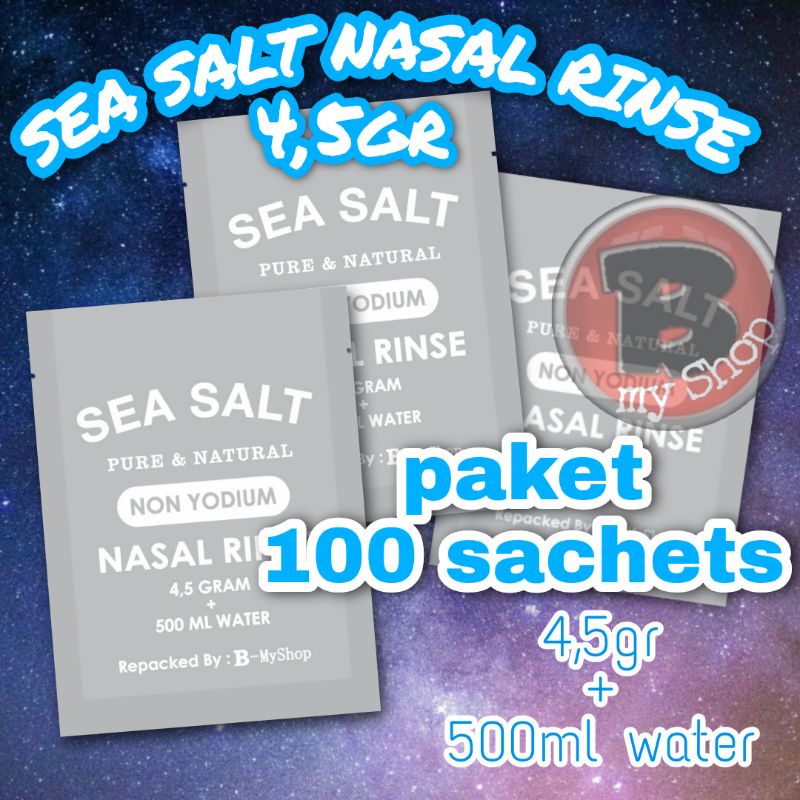 100 SACHETS 4,5GR SEA SALT NASAL RINSE - GARAM NATURAL CUCI HIDUNG NON YODIUM