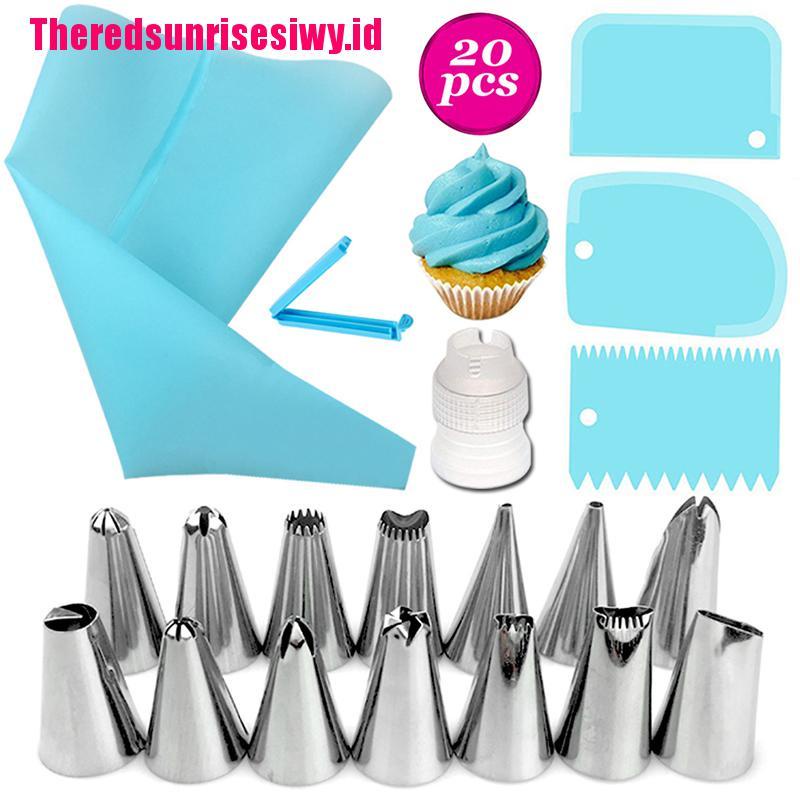 20 Pcs / Set Nozzles Tas Icing Piping Untuk Dekorasi Kue
