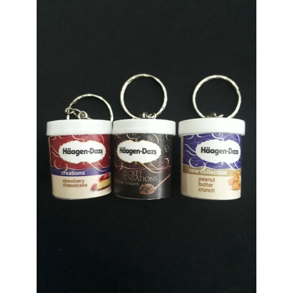 (Minimal 4 biji) Gantungan Kunci Unik Miniatur Ice Cream Cup-Haagen dazs