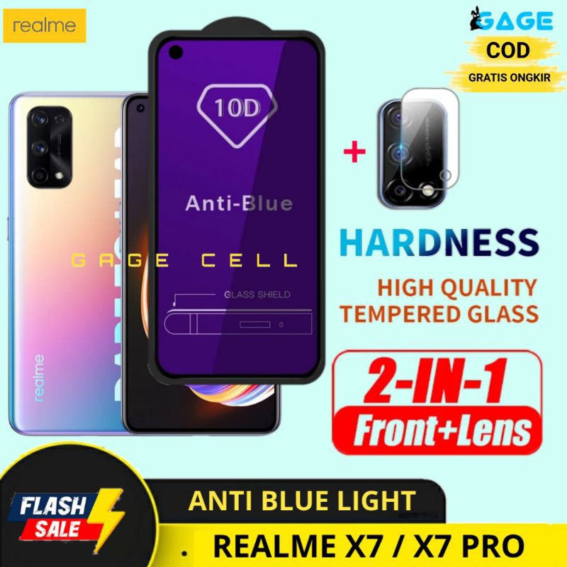 2IN1 TEMPERED GLASS ANTI BLUE LIGHT REALME X7 X7PRO TG ANTIGORES RADIASI FULL LAYAR REALMI X7 PRO