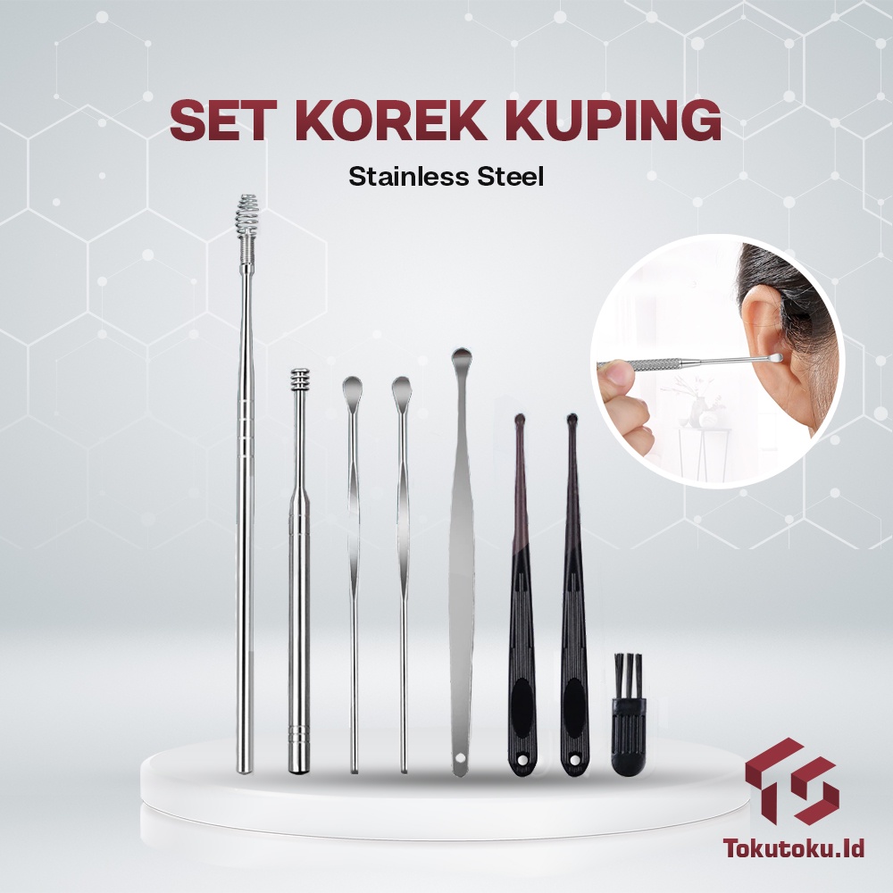 Set Korek Kuping Besi Alat Pembersih Telinga Stainless Ear Wax Picker